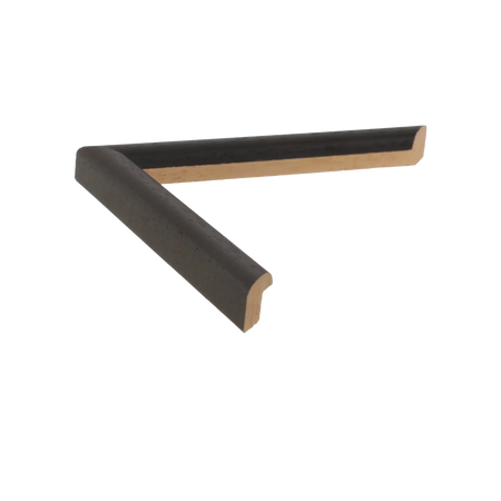 Side view of Cushion picture frame in black grain