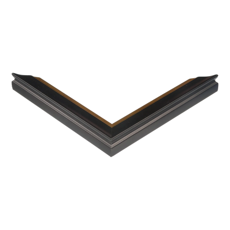 Corner view of Diploma in black & gold picture frame