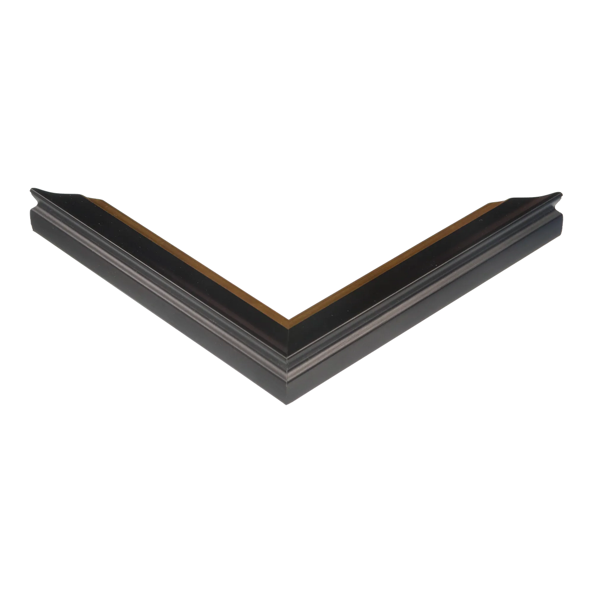 Corner view of Diploma in black & gold picture frame