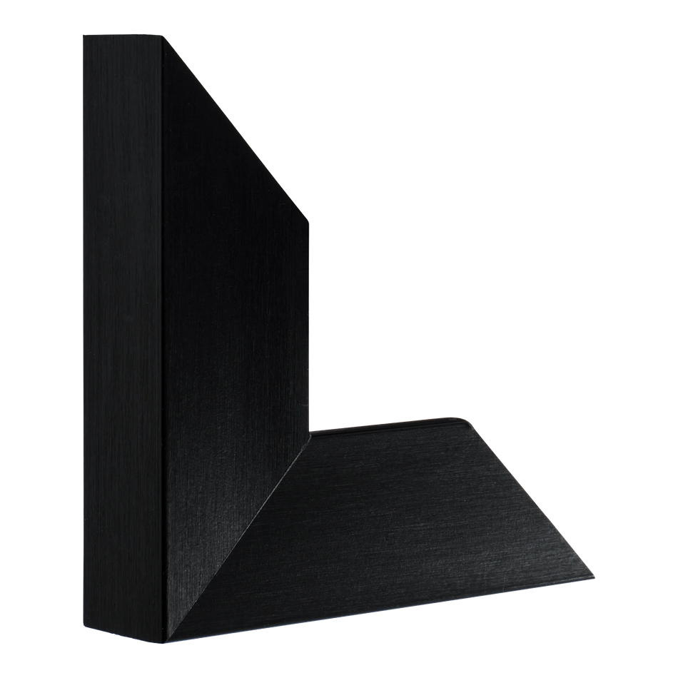 Vertical view of edge brushed black picture frame sample