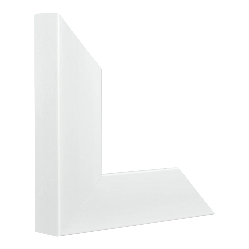 Vertical view of edge brushed white picture frame sample
