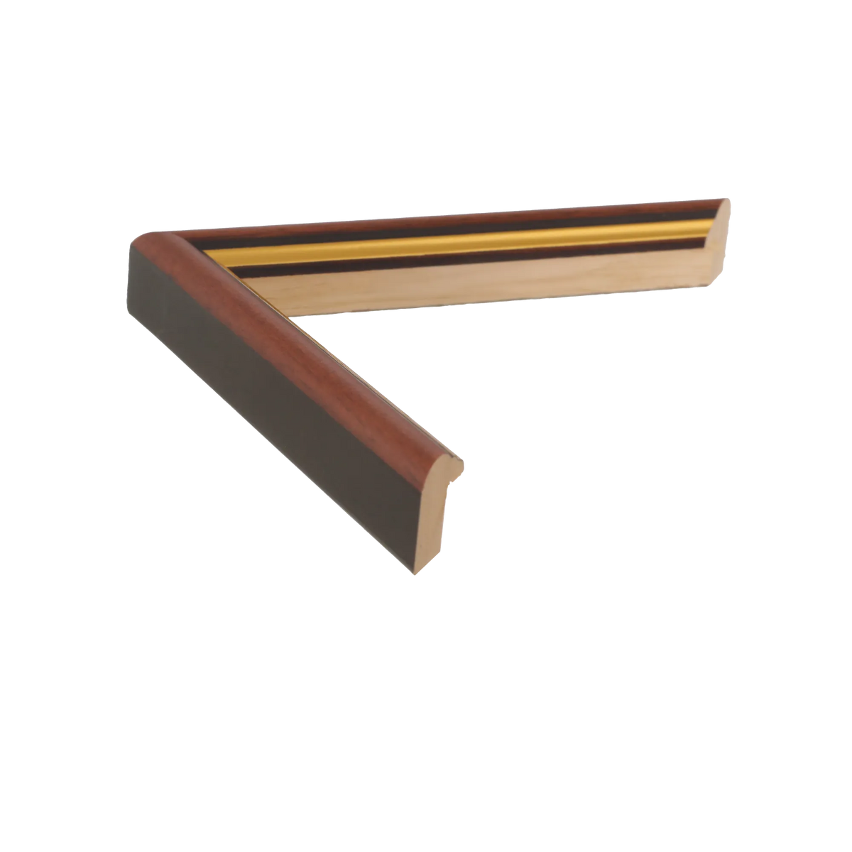 Side view of Empire I picture frame in brown & gold