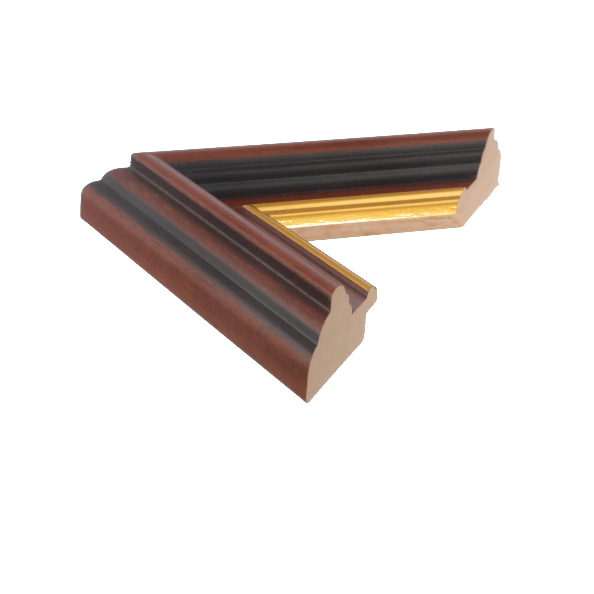 Side view of Empire III picture frame in brown & gold