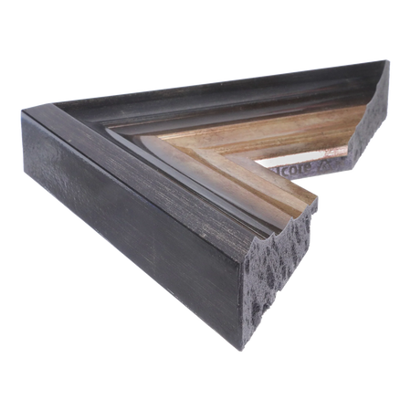 Side view of Flow II picture frame in champagne