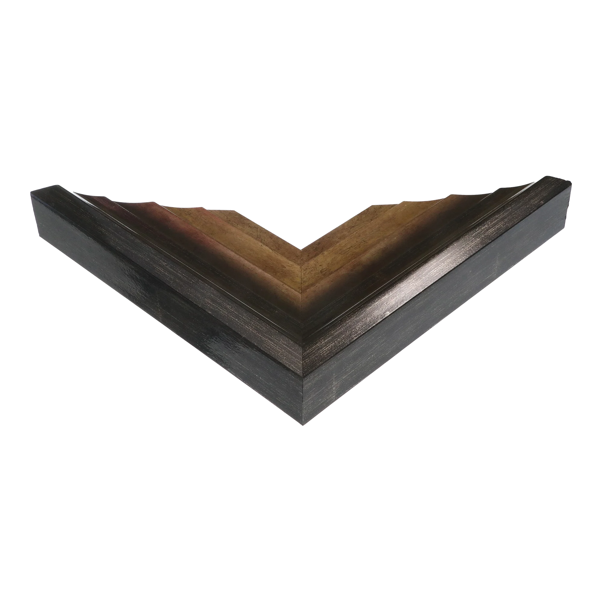 Corner view of Flow II in champagne picture frame