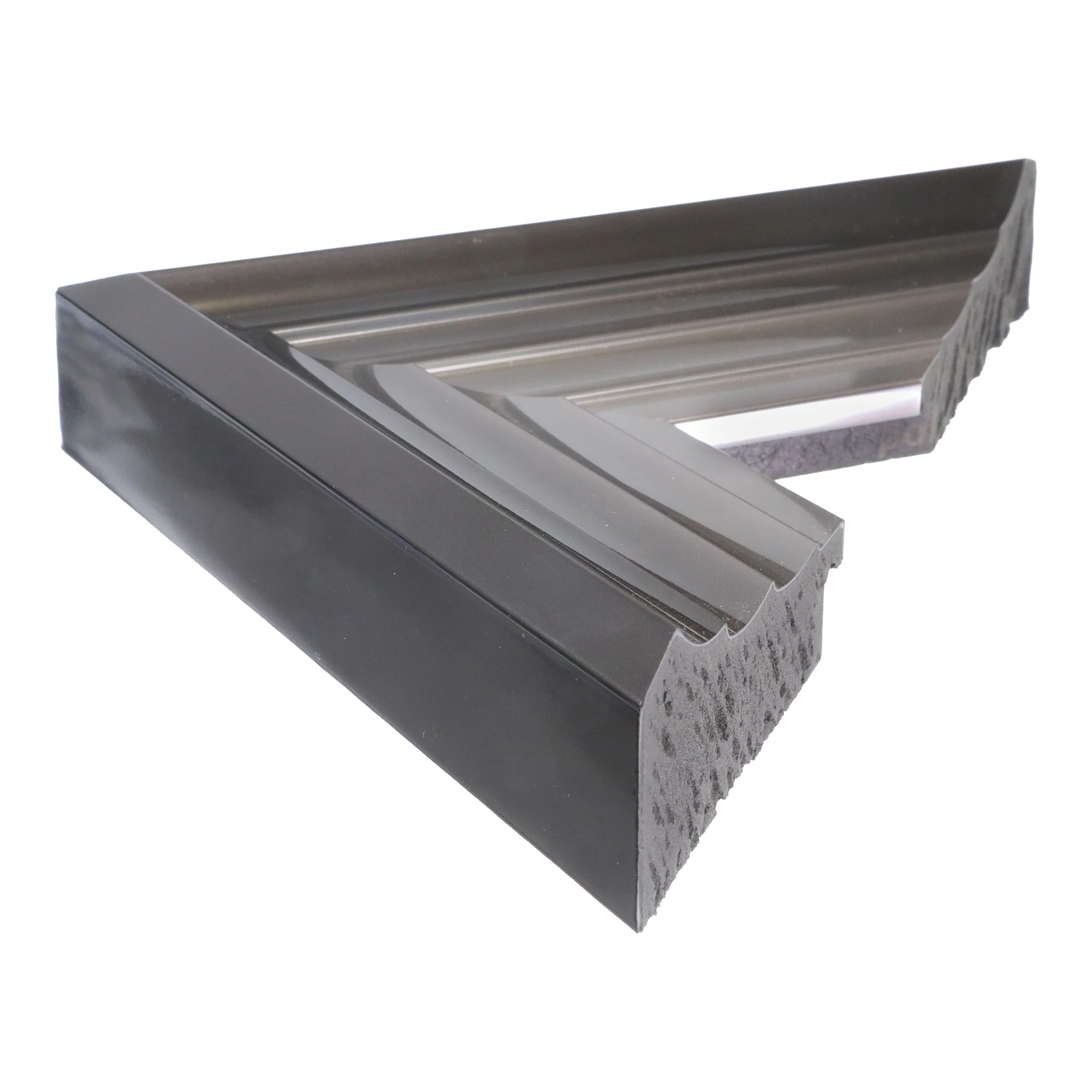 Side view of Flow II picture frame in gunmetal & silver