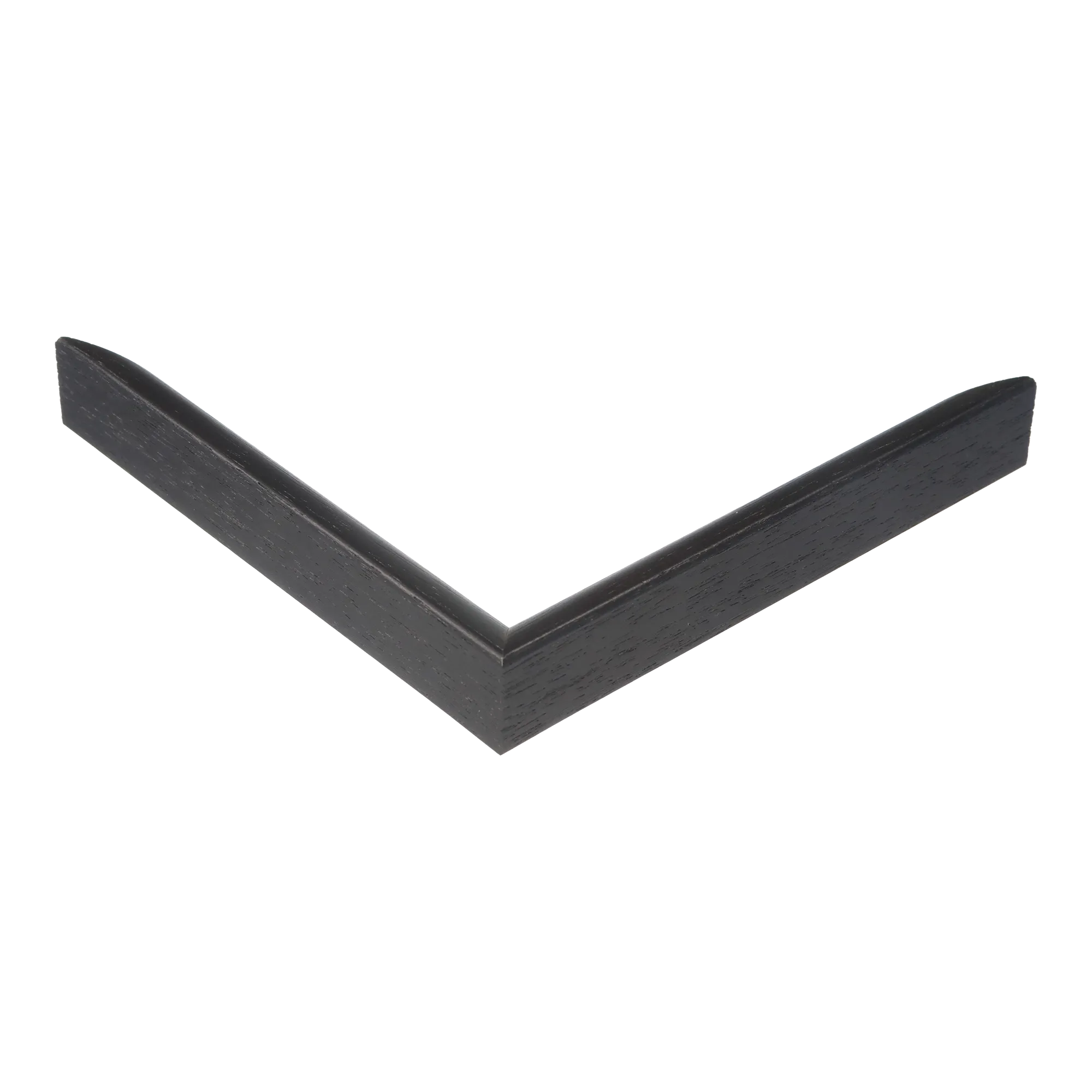 Corner view of Flux in black grain picture frame