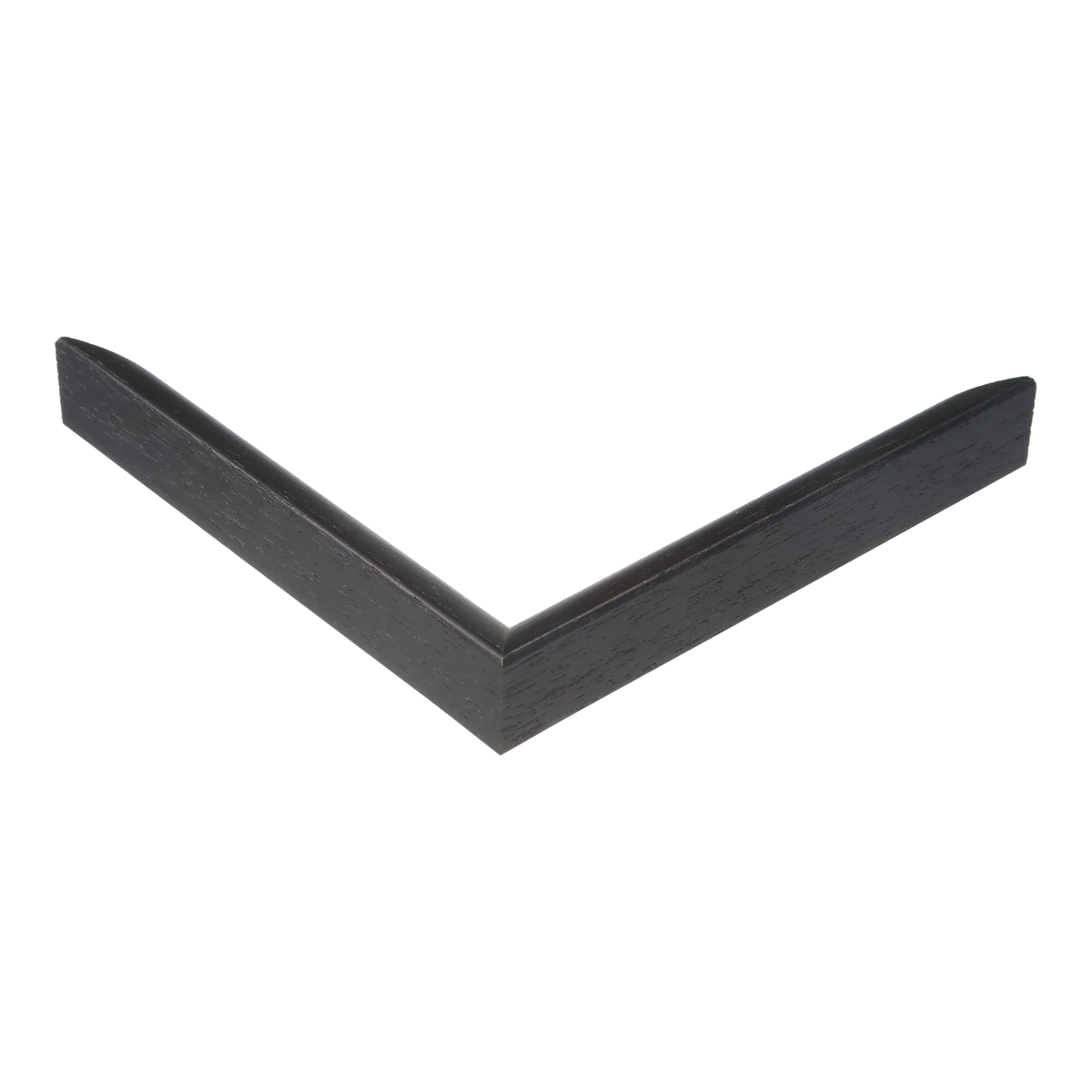 Corner view of Flux in black grain picture frame