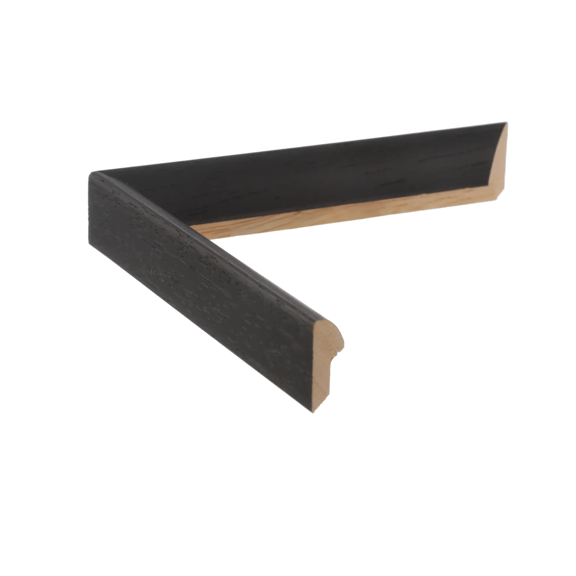 Side view of Flux picture frame in black grain