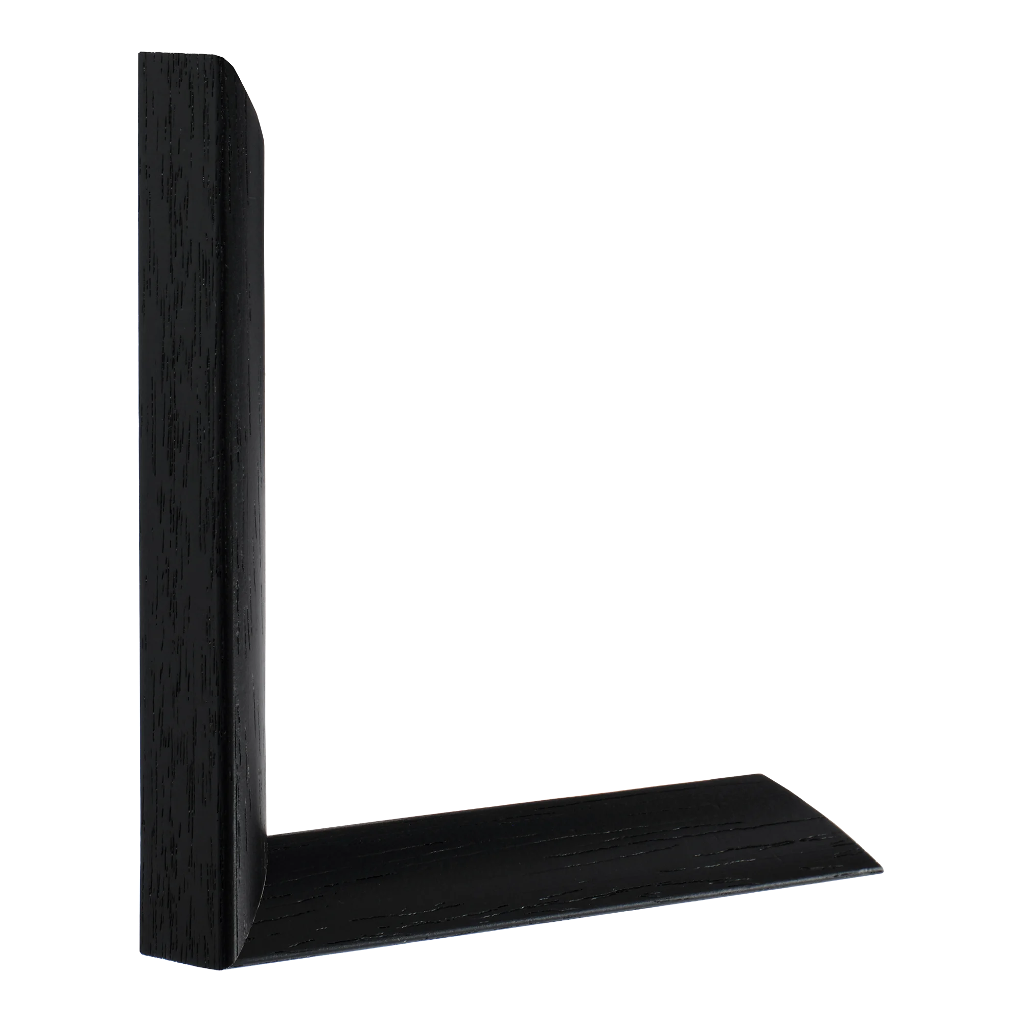 Vertical view of flux black grain picture frame sample