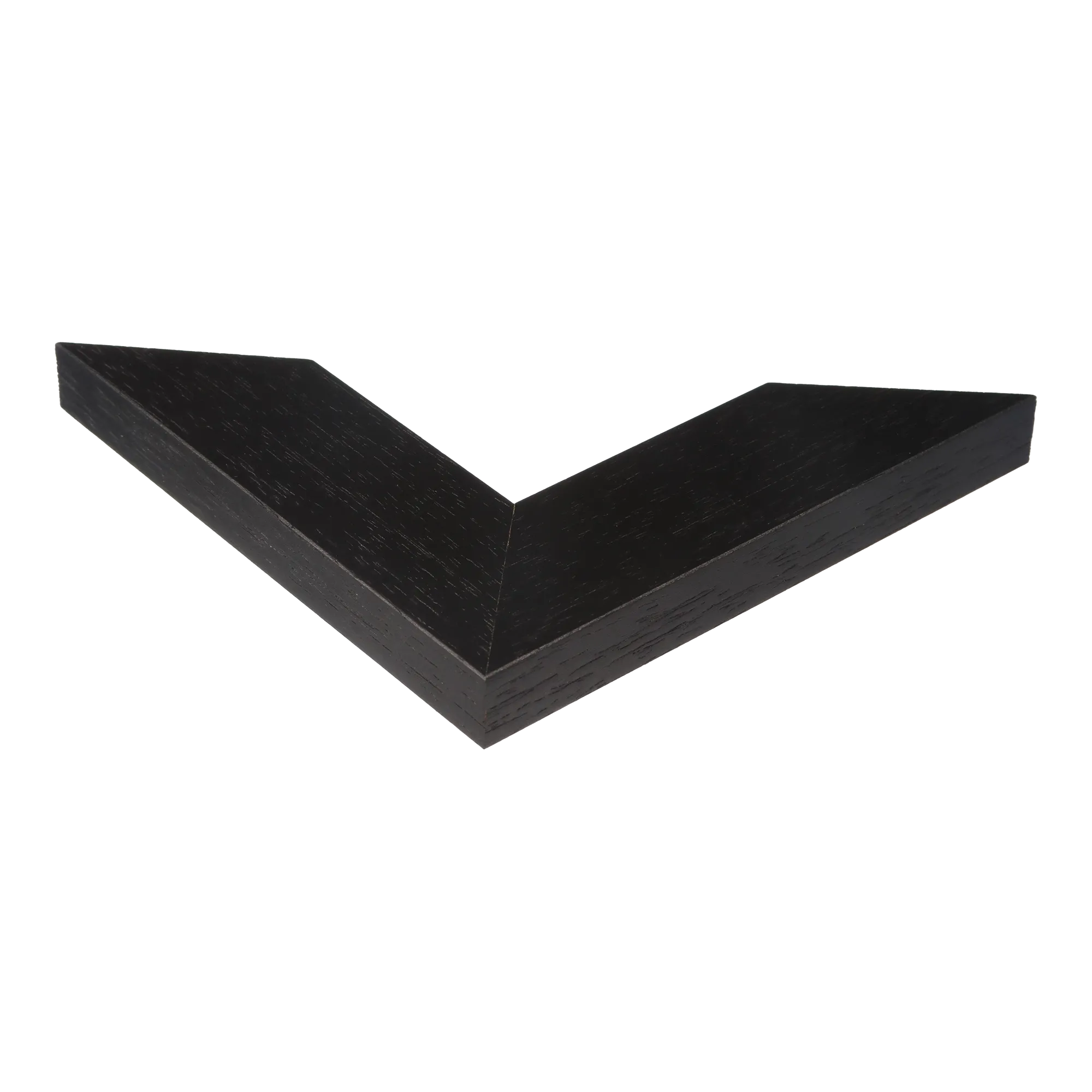 Corner view of Groove II in black grain picture frame