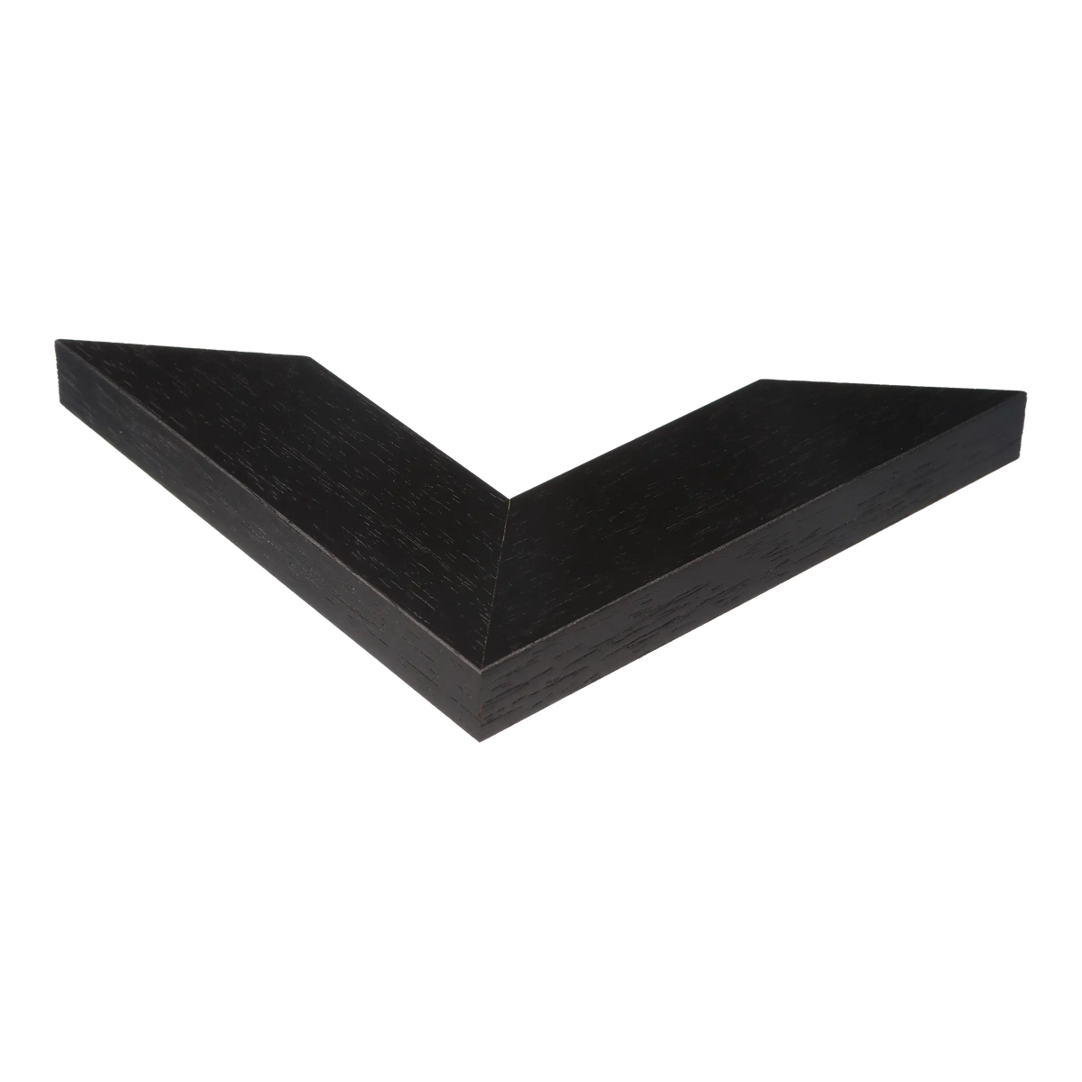Corner view of Groove II in black grain picture frame