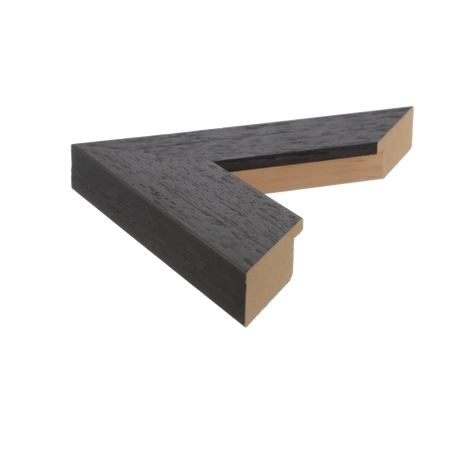 Side view of Groove II picture frame in black grain