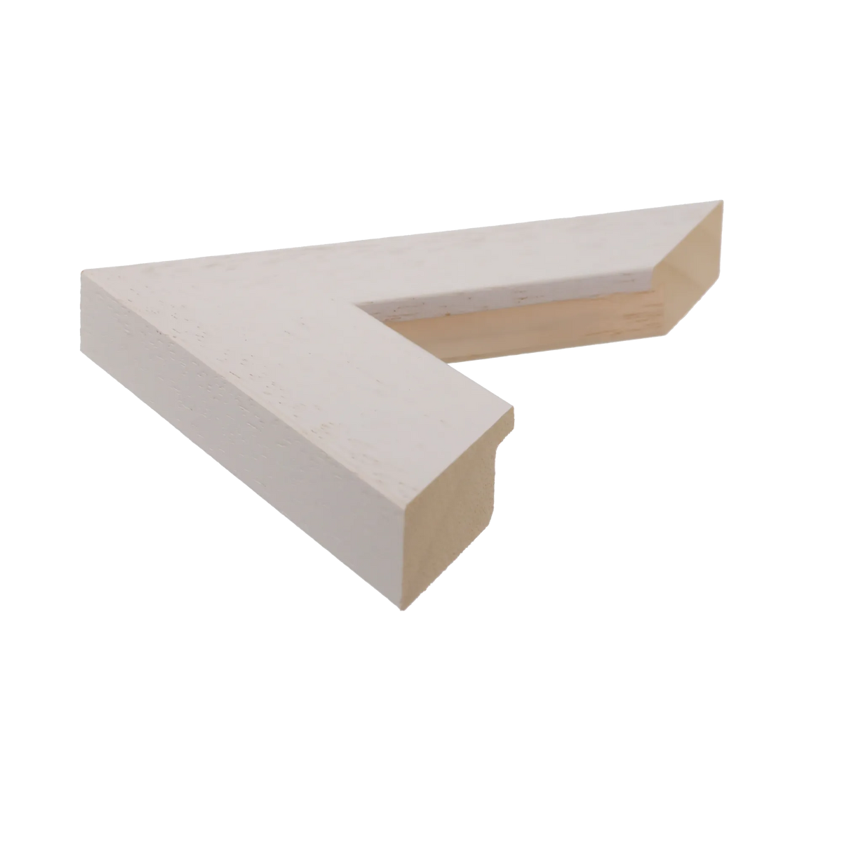 Side view of Groove II picture frame in white grain