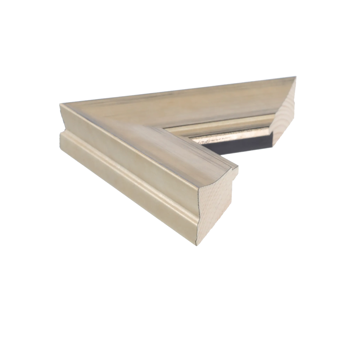 Side view of Hermitage picture frame in champagne