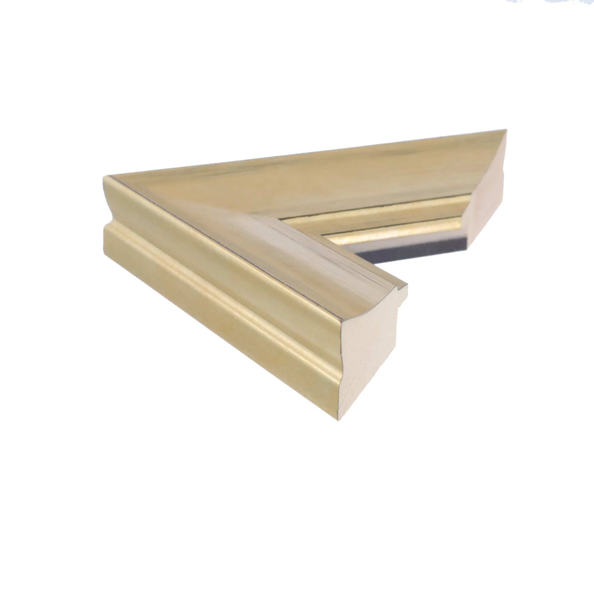 Side view of Hermitage picture frame in soft gold