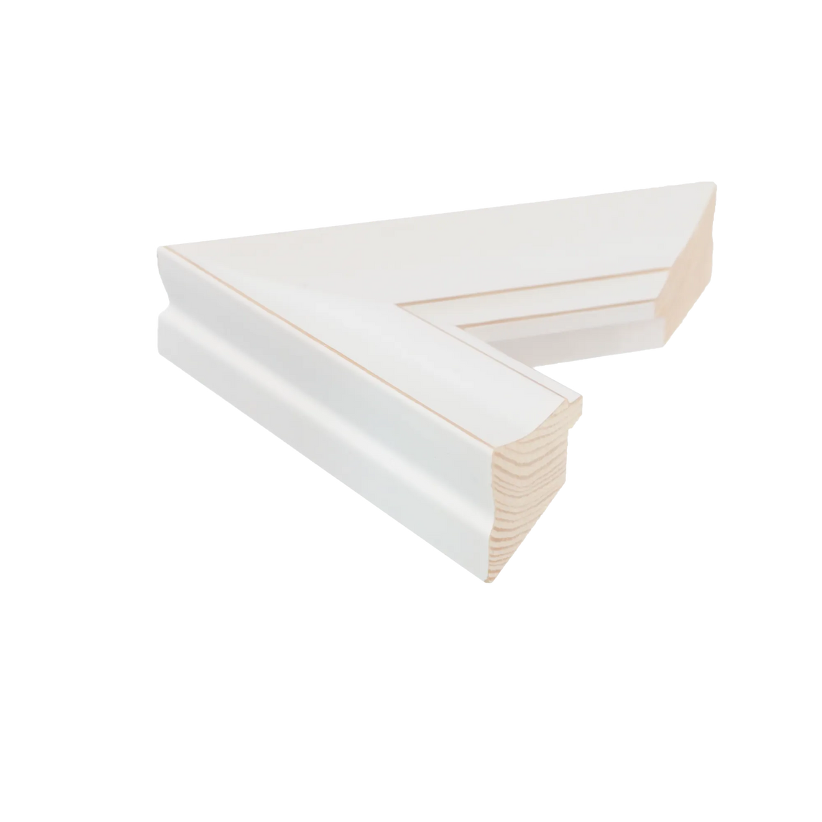 Side view of Hermitage picture frame in white