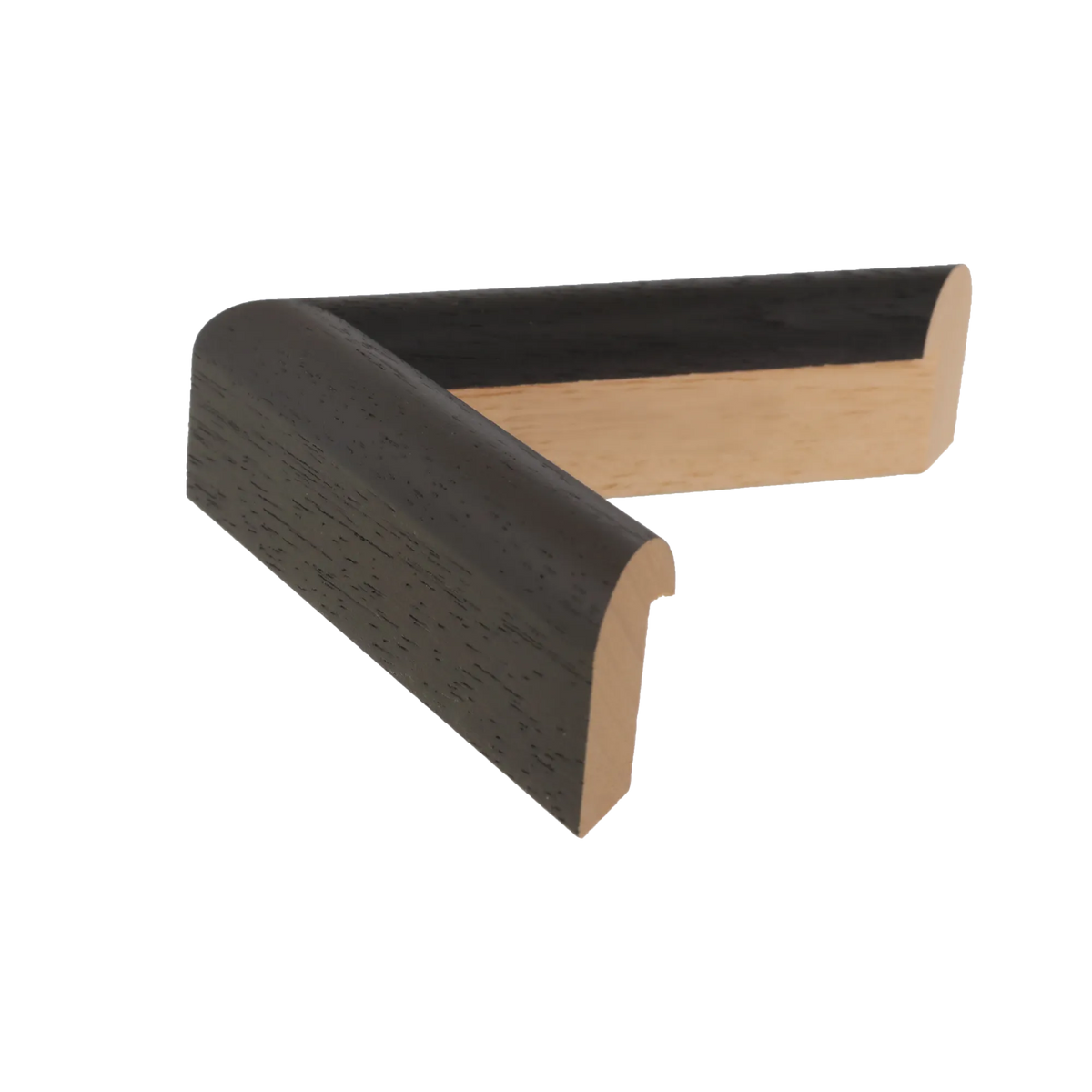 Side view of Hockey II picture frame in black grain