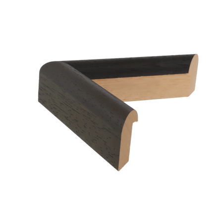 Side view of Hockey II picture frame in black grain