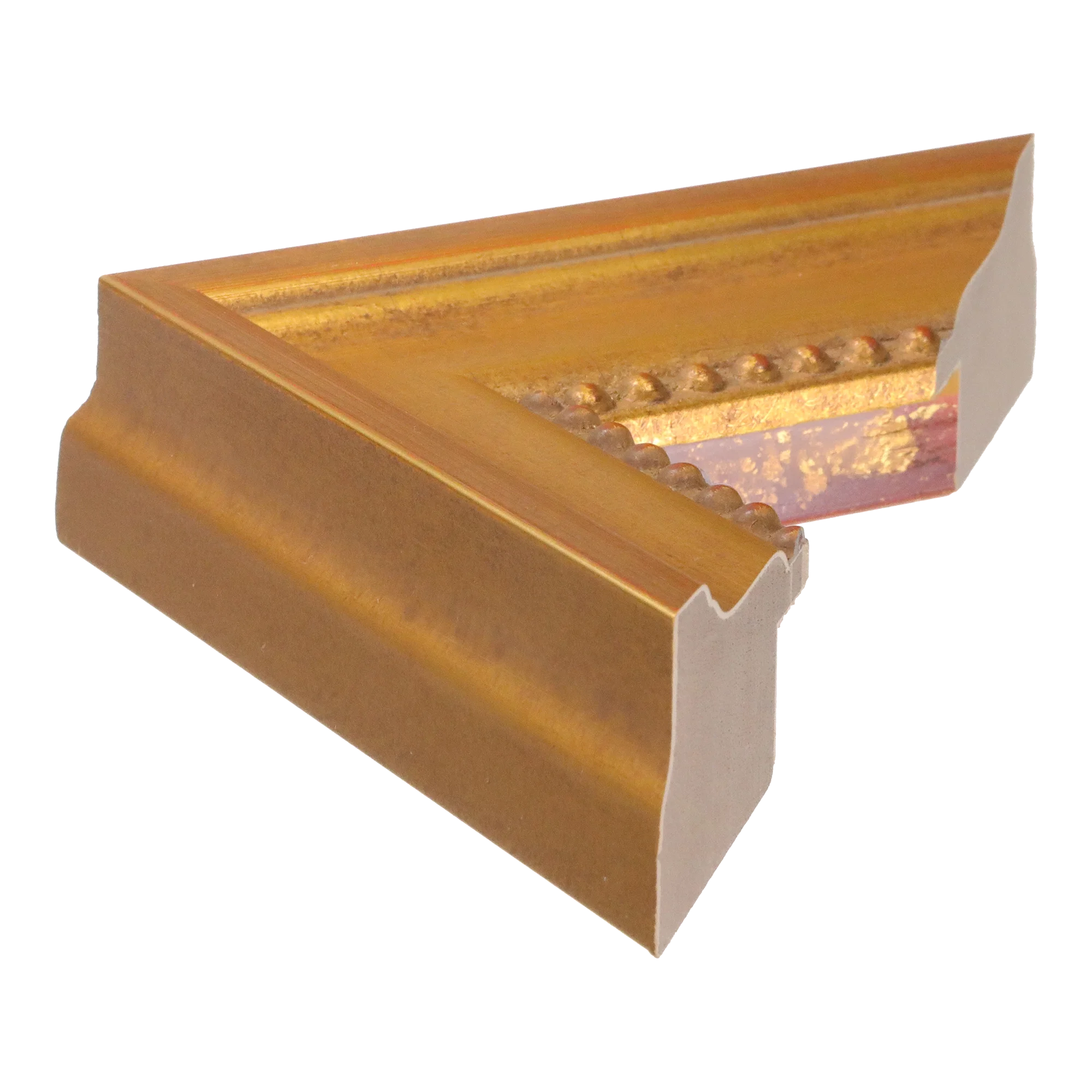Side view of Laurel picture frame in gold
