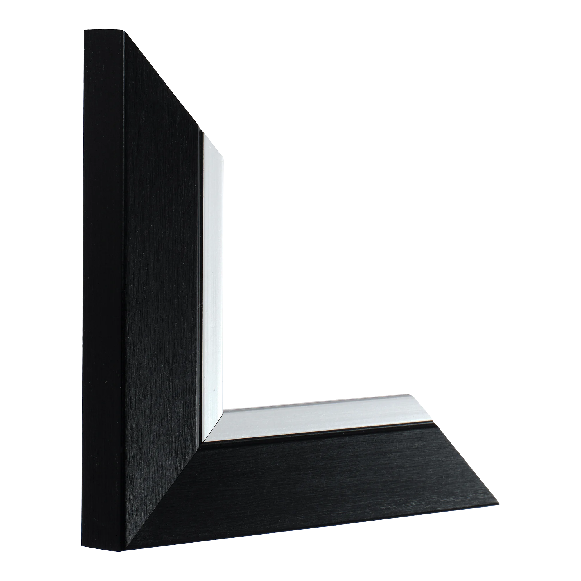 Vertical view of inset black & silver picture frame