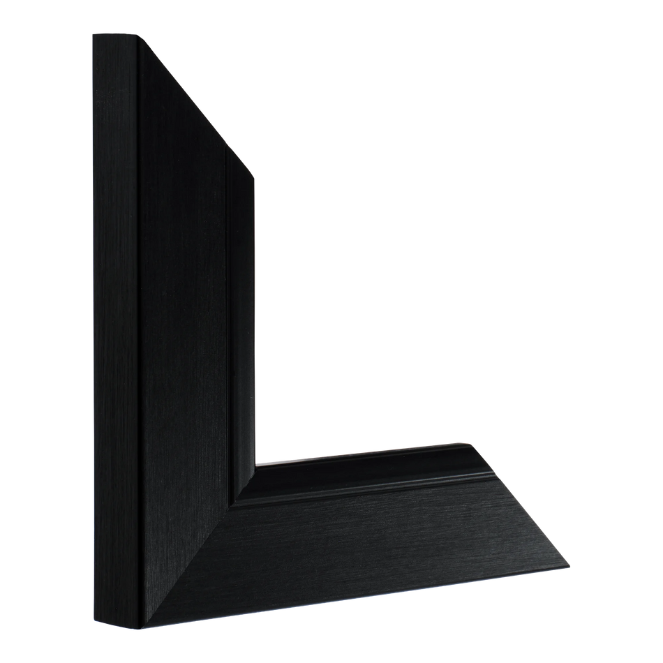 Vertical view of inset black picture frame