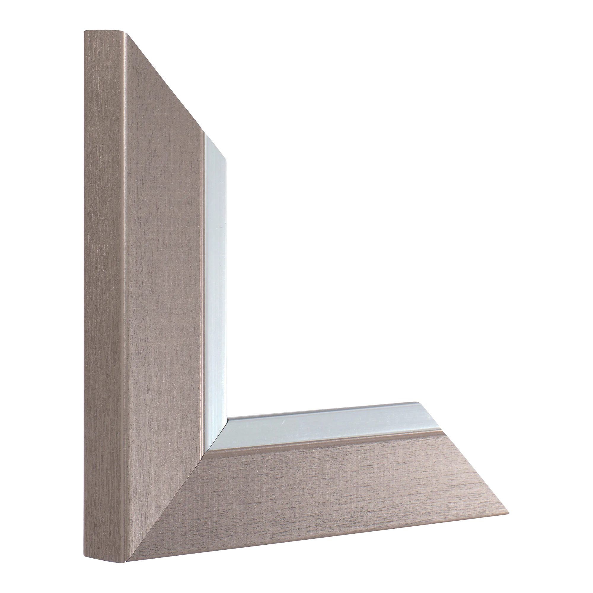 Vertical view of inset gunmetal & silver picture frame
