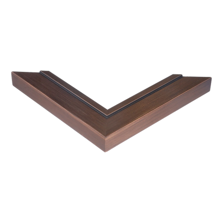 Corner view of Lined in bronze picture frame