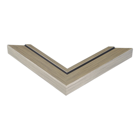 Corner view of Lined in champagne picture frame