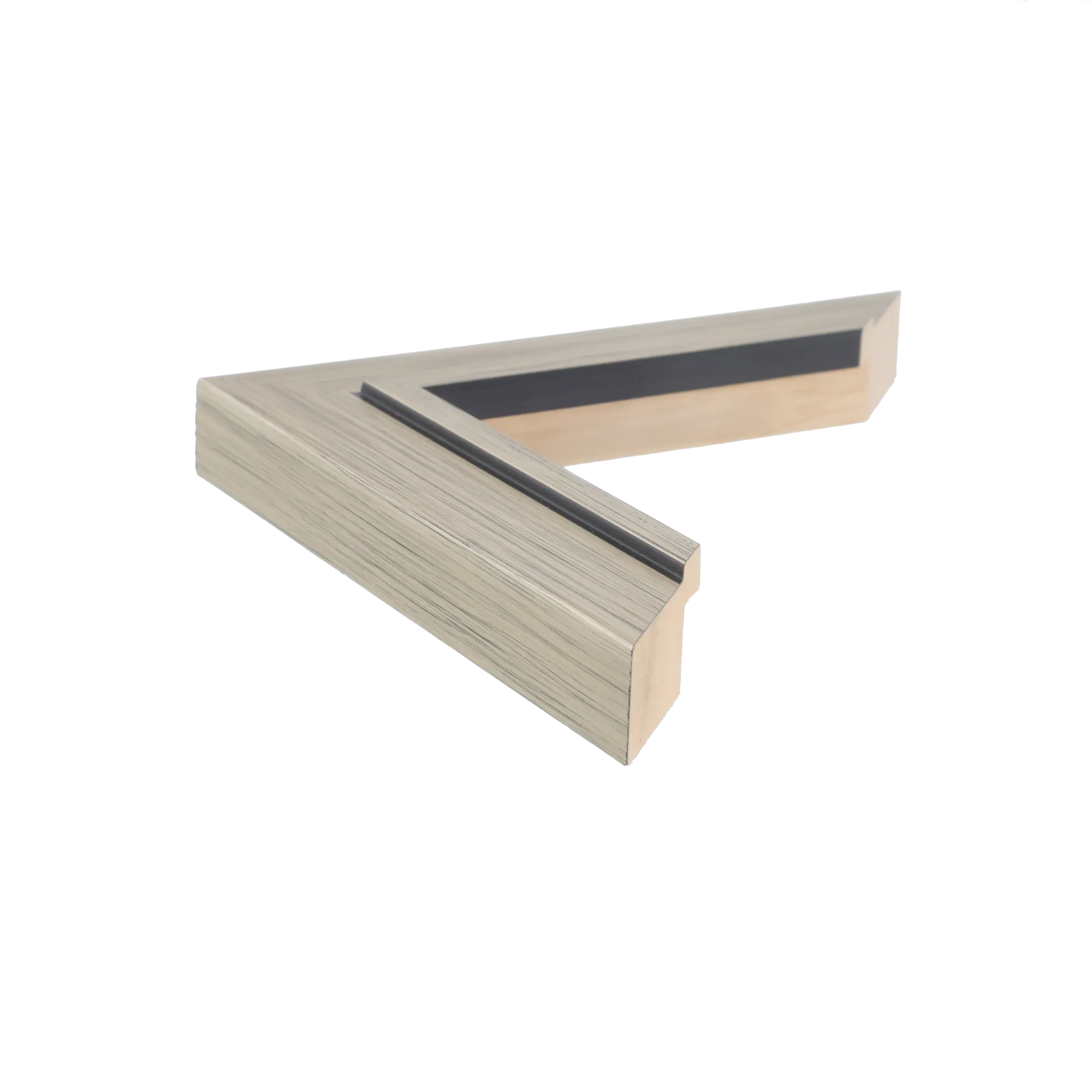 Side view of Lined picture frame in champagne