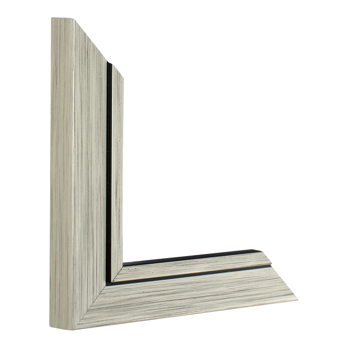 Vertical view of lined champagne picture frame sample