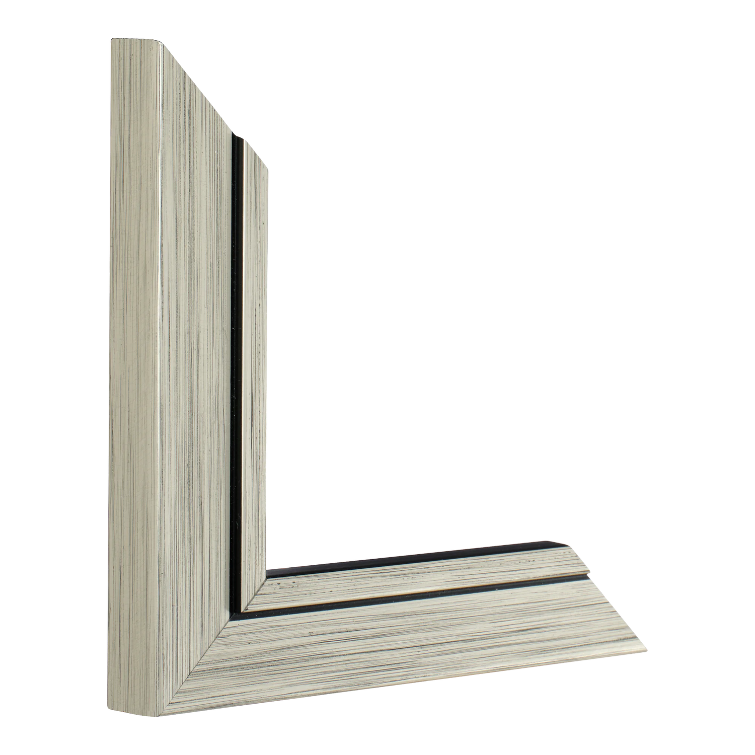 Vertical view of lined champagne picture frame sample