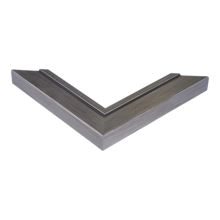 Corner view of Lined in pewter picture frame