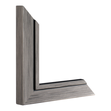 Vertical view of lined pewter picture frame sample