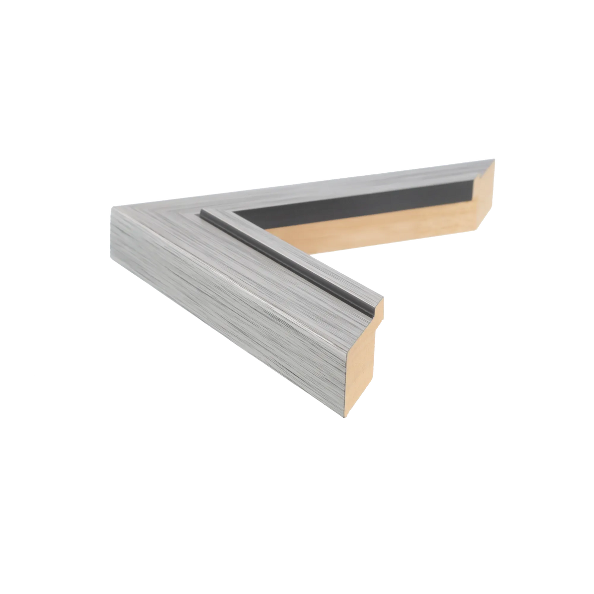 Side view of Lined picture frame in silver