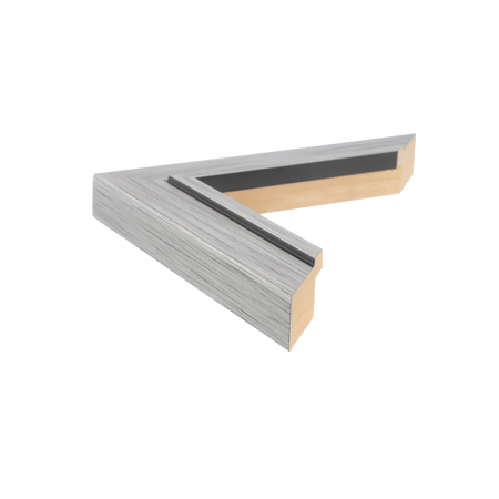 Side view of Lined picture frame in silver