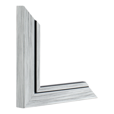 Vertical view of lined silver picture frame
