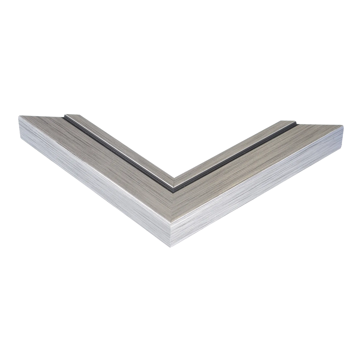 Corner view of Lined in silver picture frame