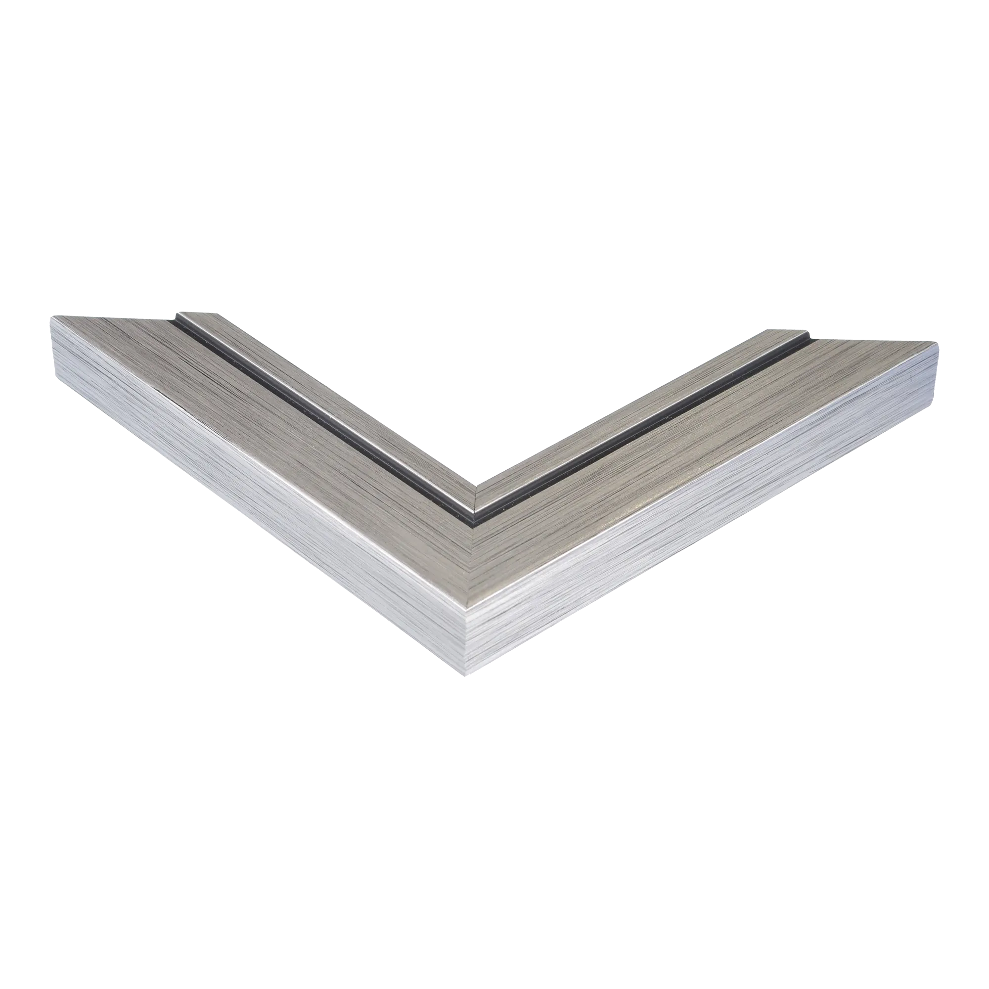 Corner view of Lined in silver picture frame