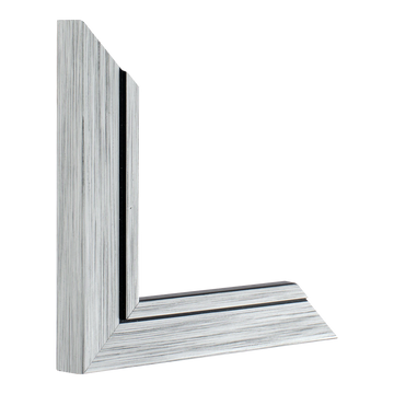 Vertical view of lined silver picture frame sample