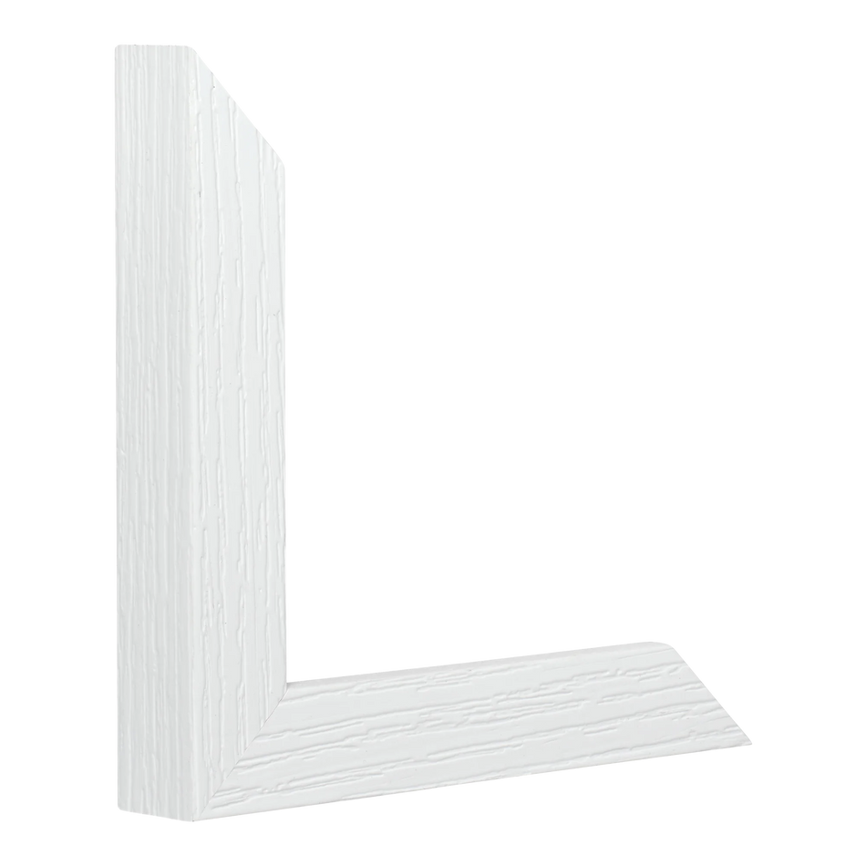 Vertical view of linear i white picture frame sample