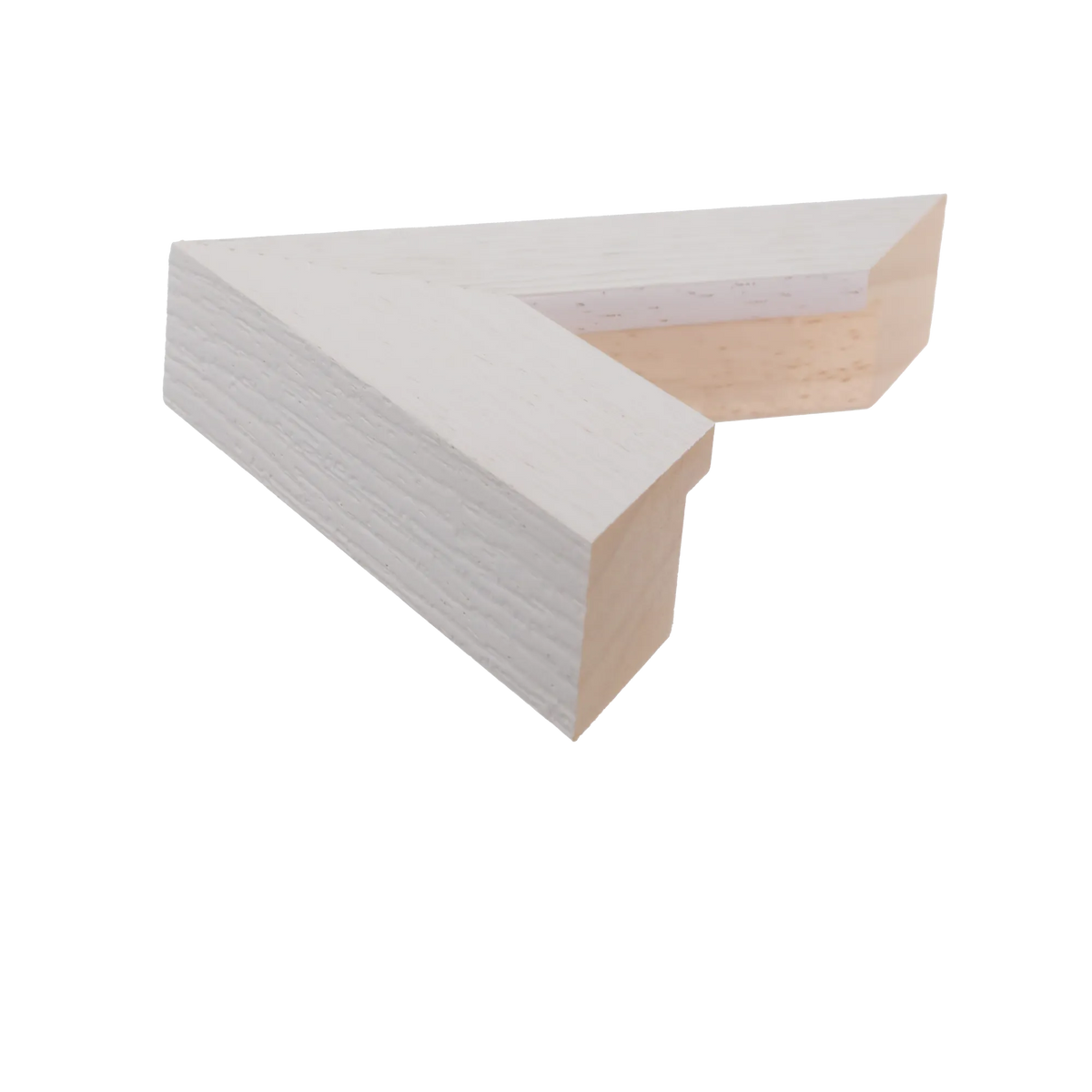 Side view of Linear II picture frame in white grain