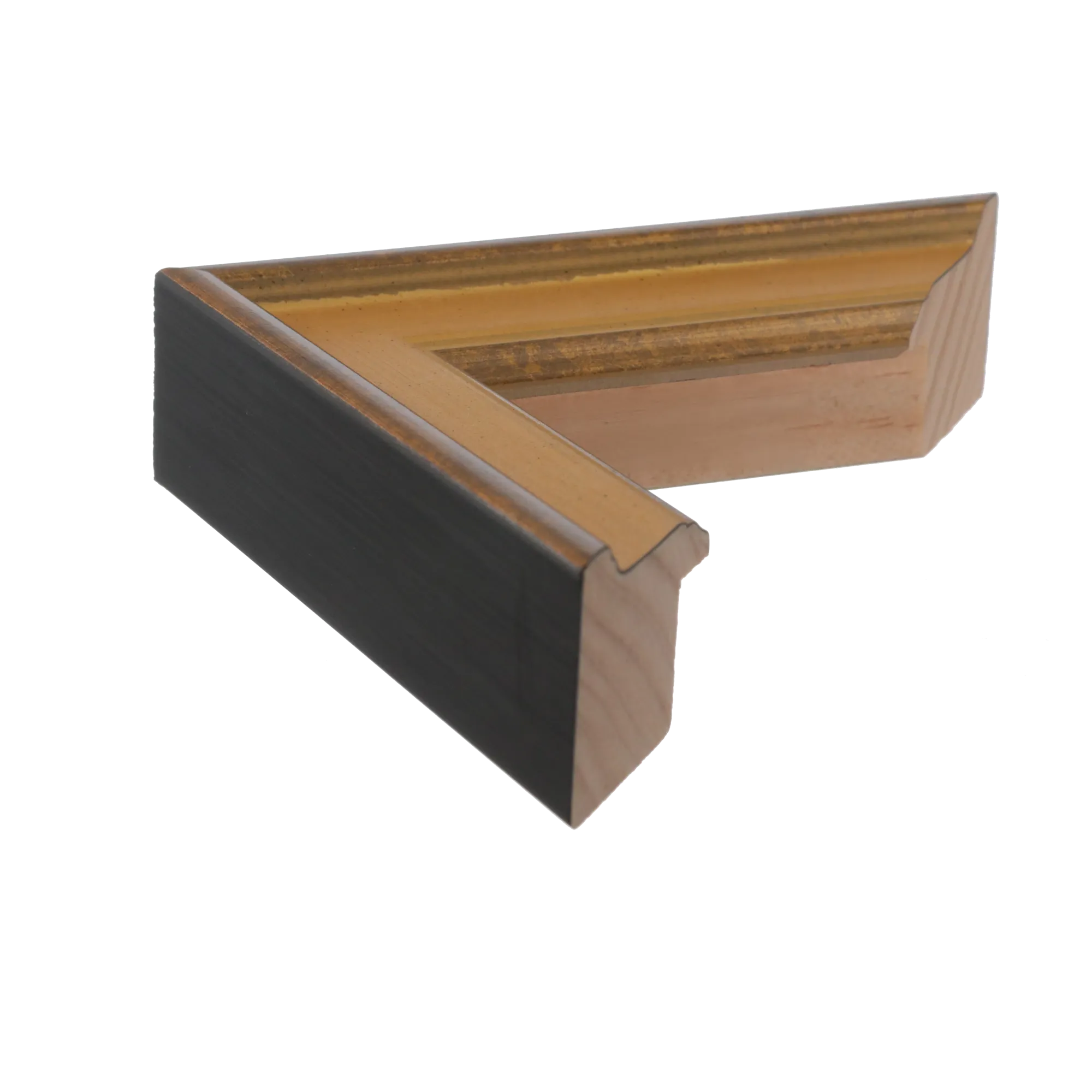 Side view of Majestic picture frame in gold