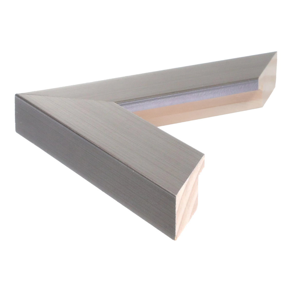 Side view of Metro picture frame in brushed pewter