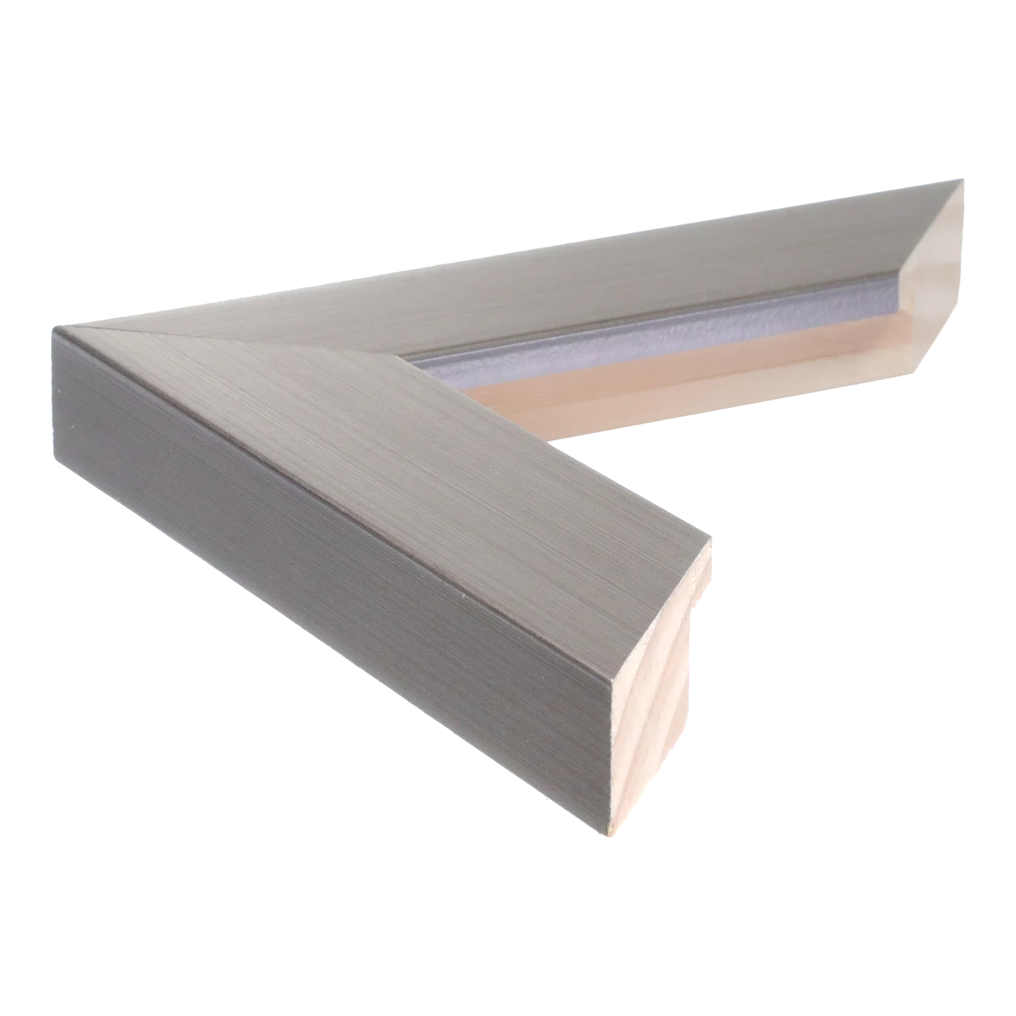 Side view of Metro picture frame in brushed pewter