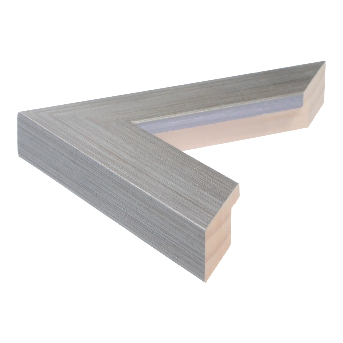 Side view of Metro picture frame in brushed silver