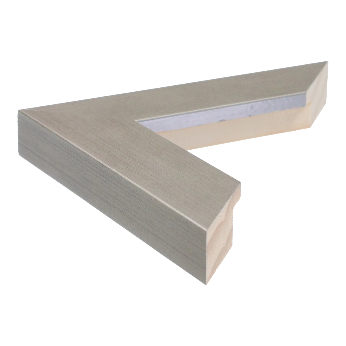 Side view of Metro picture frame in champagne