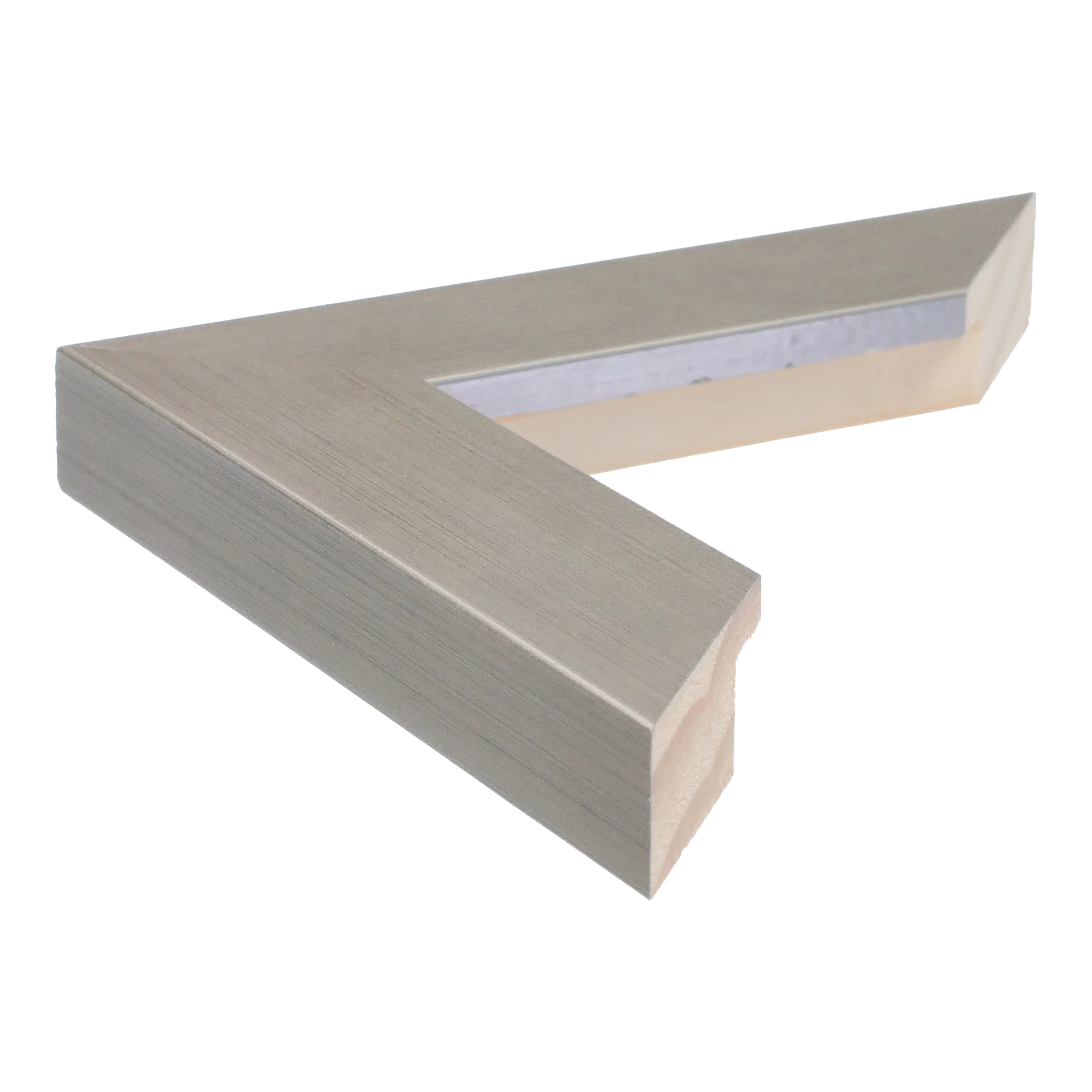 Side view of Metro picture frame in champagne