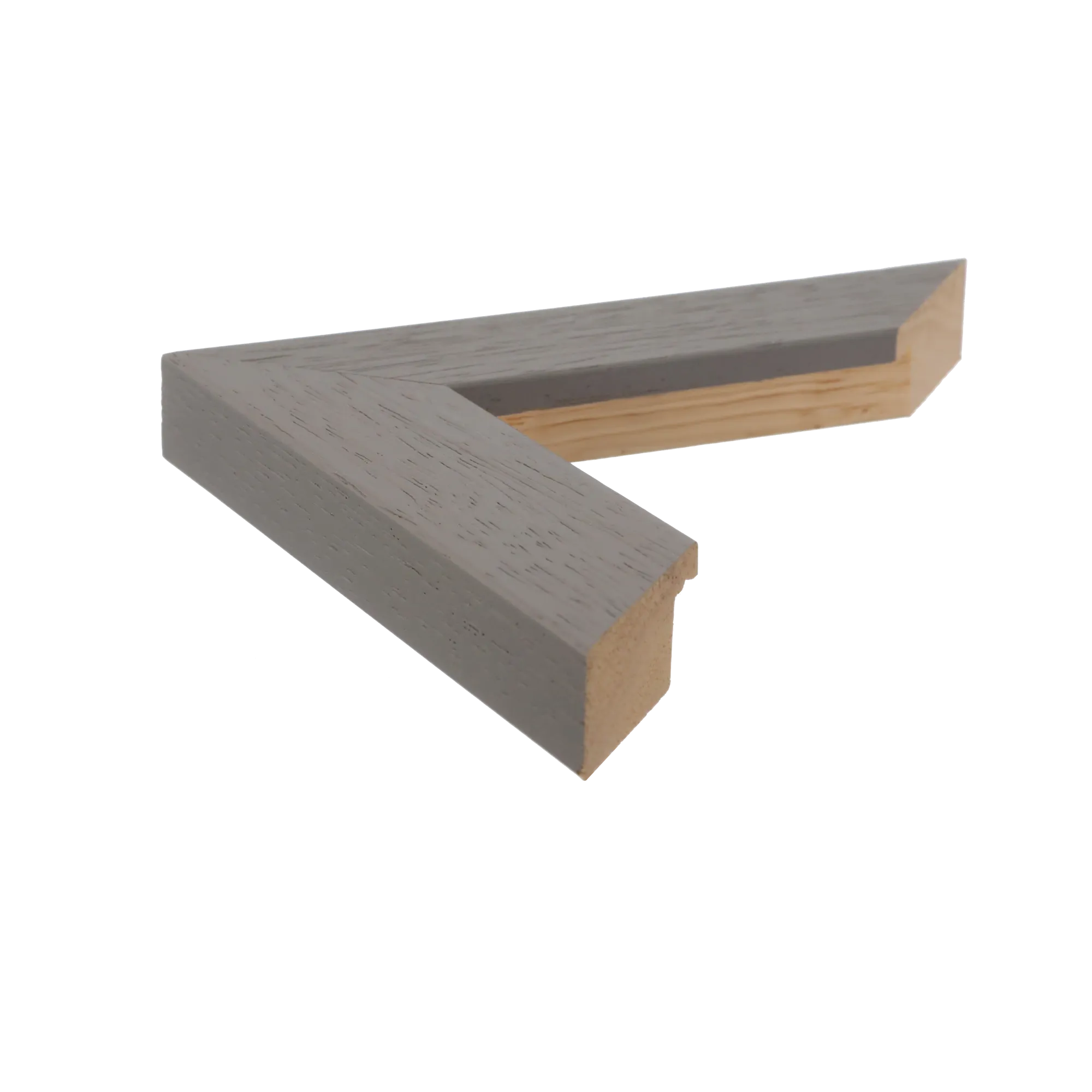 Side view of Metro picture frame in grey grain