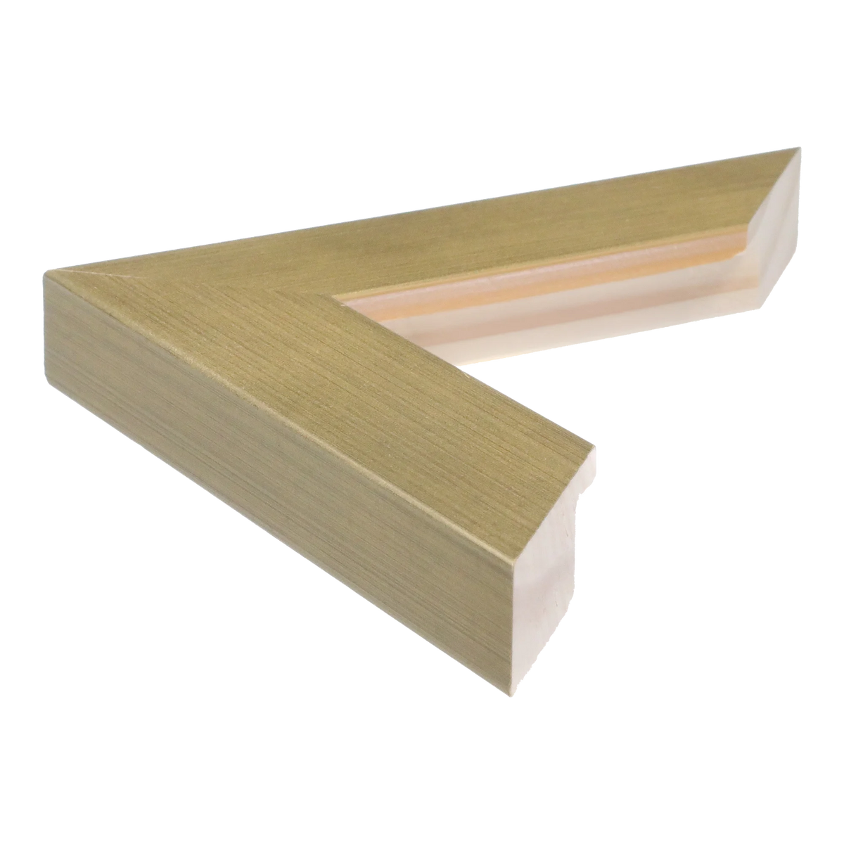 Side view of Metro picture frame in soft gold